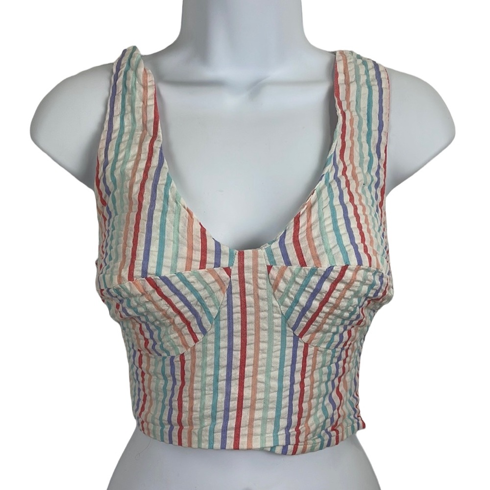 Dizzy lizzy seersucker crop top pastel stripes